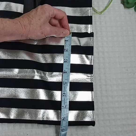 NWT Victoria's Secret Large Black/Silver Metallic Striped Tote Bag - Picture 8 of 10